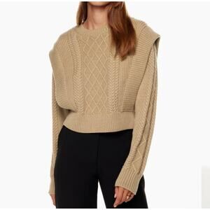 Aritzia Babaton Seek Cable Kit Sweater In Heather Gold/Camel Size S